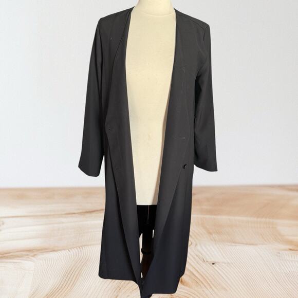 COS Black V Neck Long Sleeve Style Wrap Midi Dress Sz 8 Wear as Dress or Duster - Picture 7 of 10